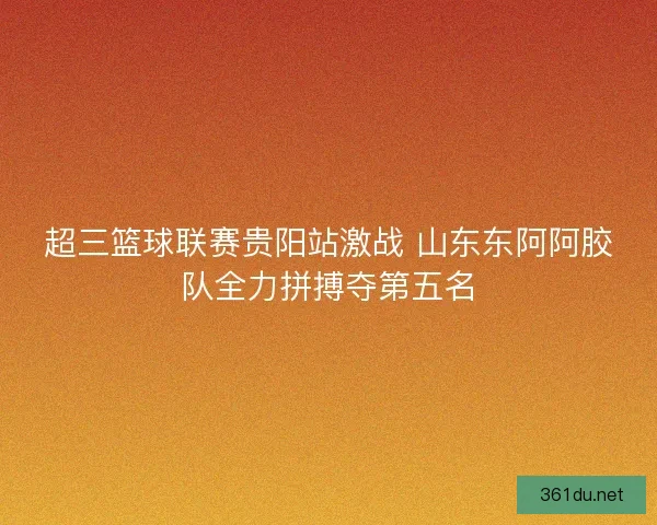 超三篮球联赛贵阳站激战 山东东阿阿胶队全力拼搏夺第五名