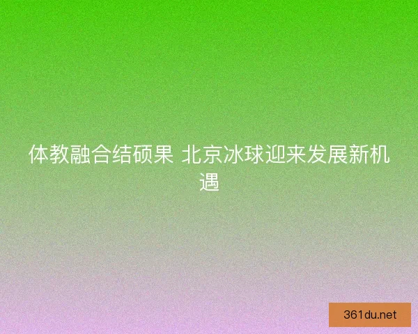 体教融合结硕果 北京冰球迎来发展新机遇